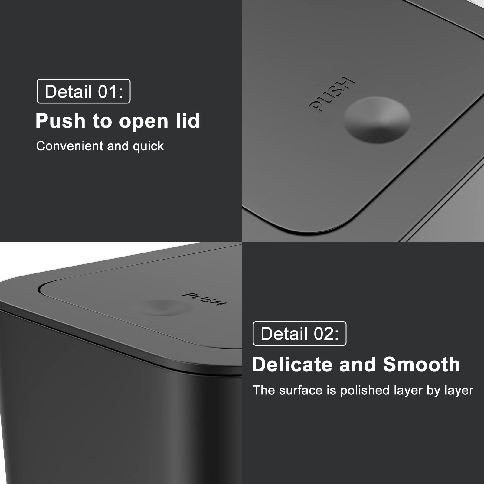 N. Netdot 3 Pack 10 Liter Small Trash Can With Lid, 2.6 Gallon,Garbage Can Slim Trash Bin Waste Basket For Bathroom,Kitchen,Bedr