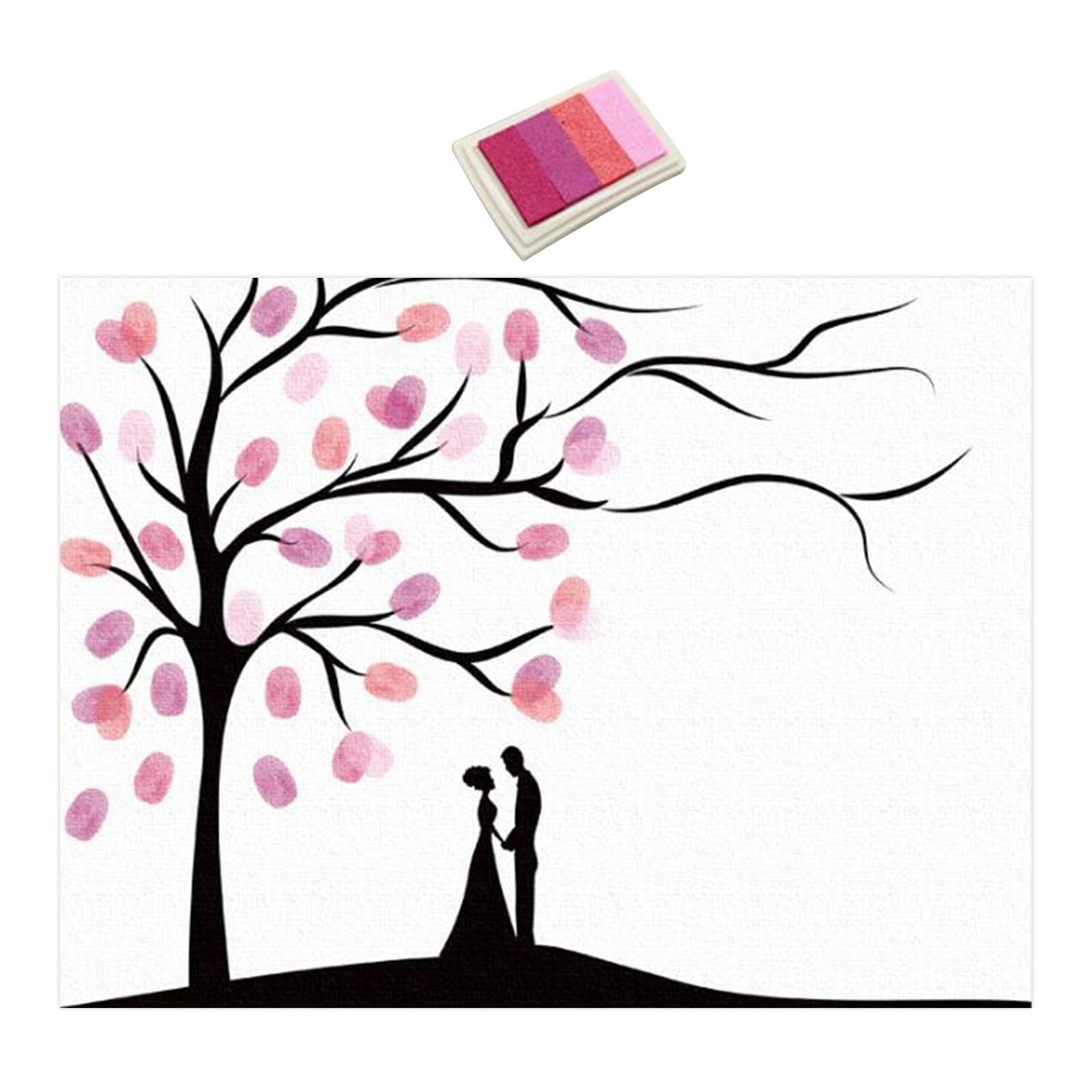 Calandis Fingerprints Tree Canvas Versatile Crafts Birthdays Weddings Art Supplies Diy Pink | Stretched Canvas & Boards | Canvas