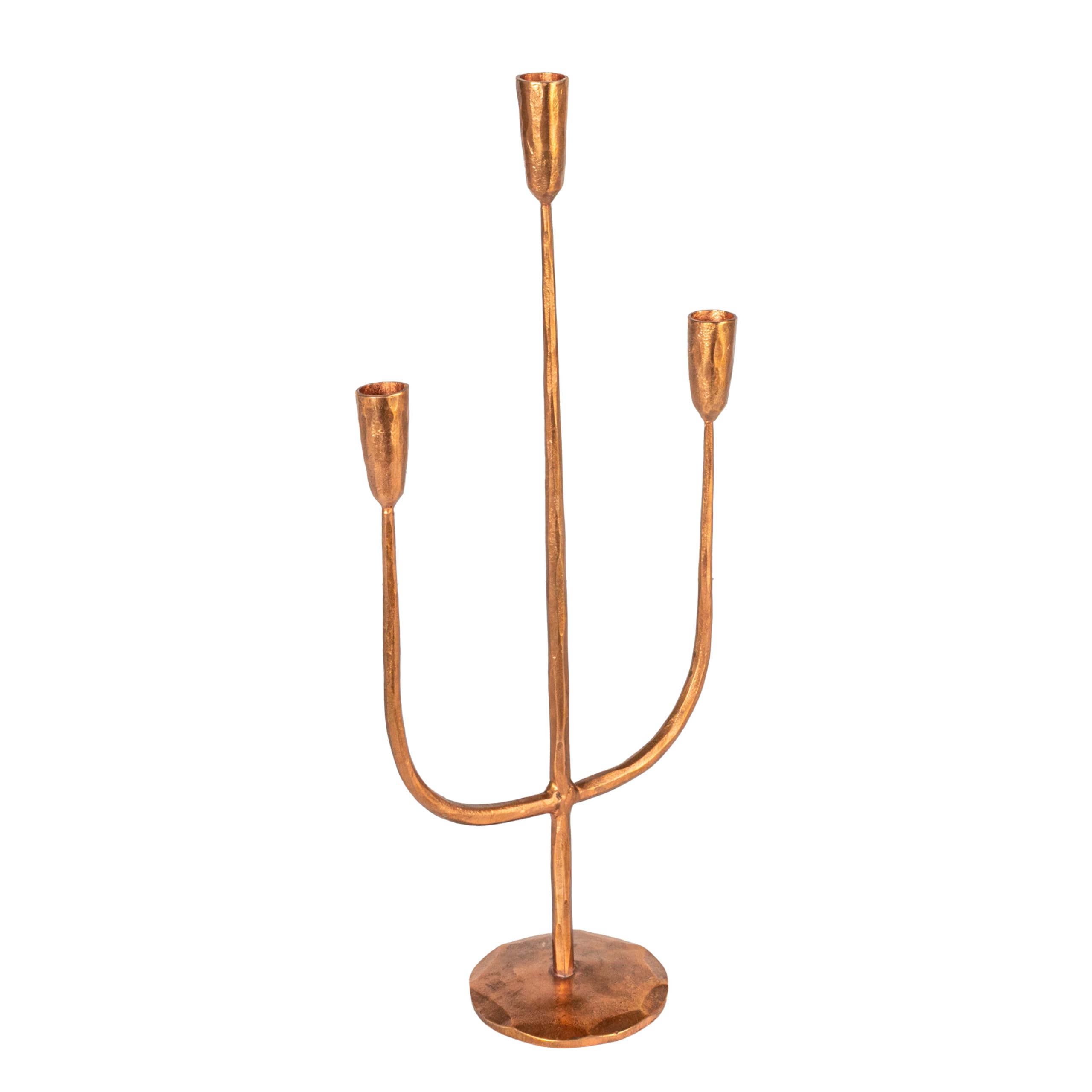Creative Co-Op Tall Artisanal Metal Candelabra, Copper Finish