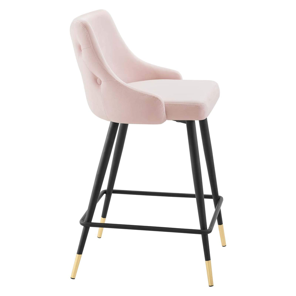 Modway Adorn Performance Velvet Counter Stool Set Of 2, Pink