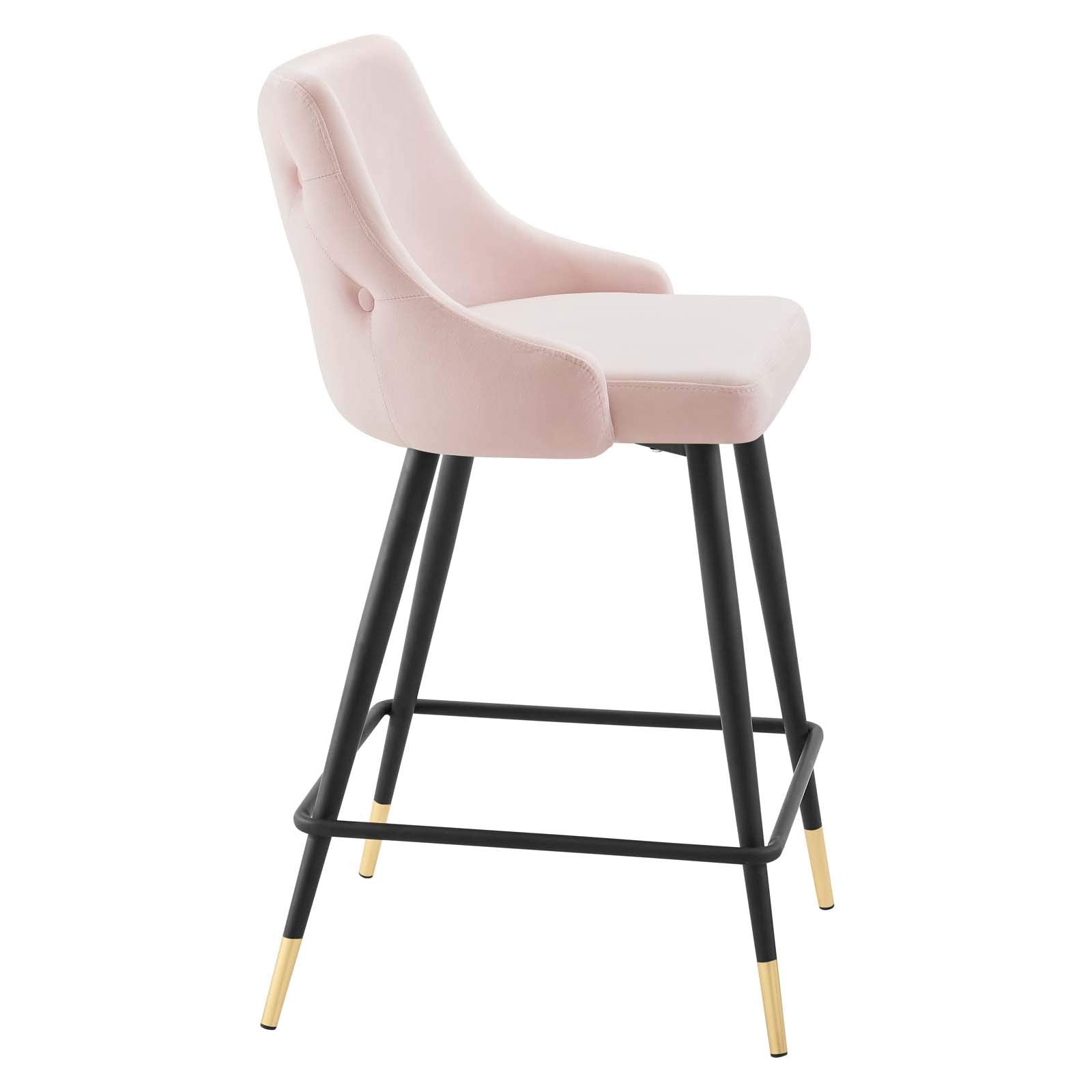 Modway Adorn Performance Velvet Counter Stool Set Of 2, Pink