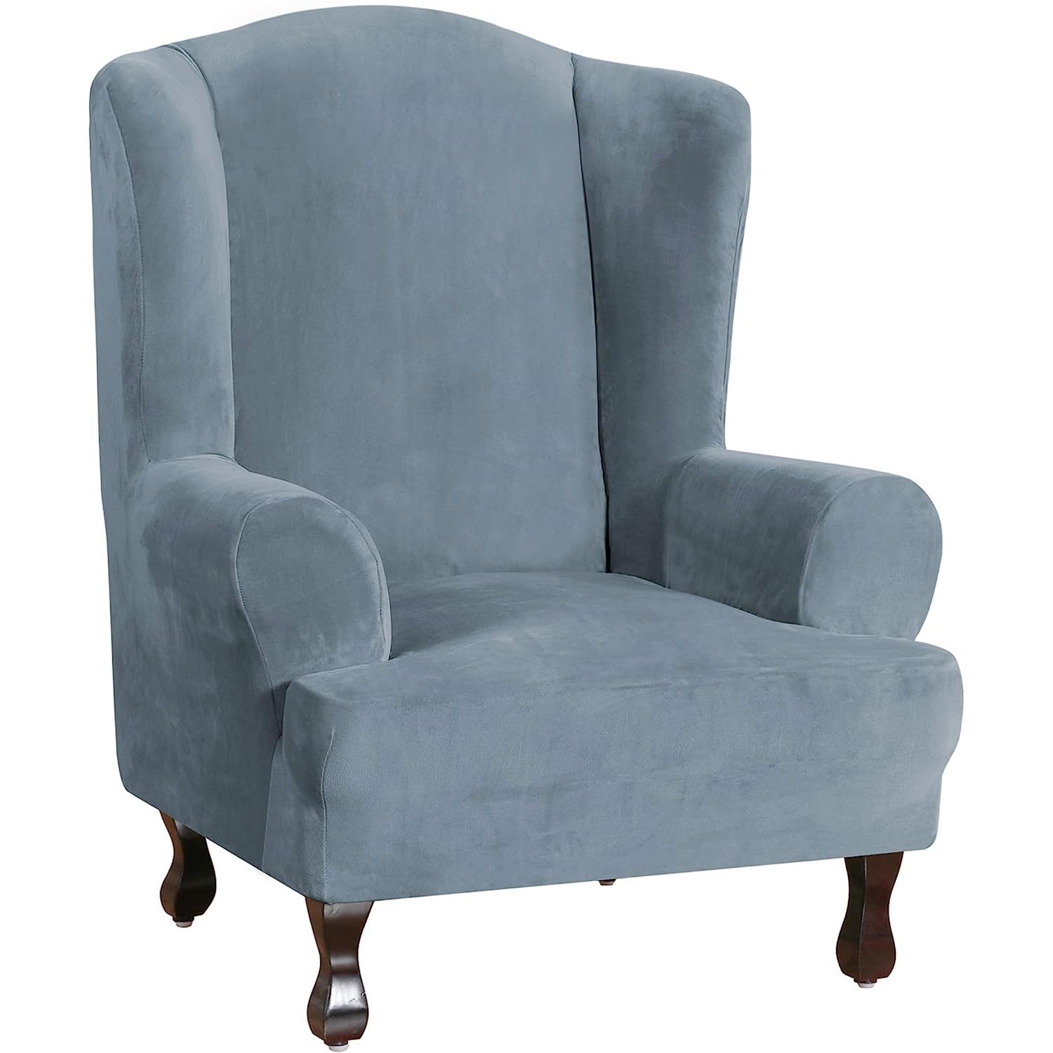 Turquoize Wing Chair Slipcover Velvet Armchair Chair Slipcovers Ultra Soft Velvet Sofa Covers 1-Piece Spandex Fabric Wing Back W