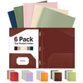 Sooez Retro Colors File Folders With Prongs, 6 Pack, 2 Pocket Folders, Letter Size, Heavy-Duty Plastic, School & Office Supplies