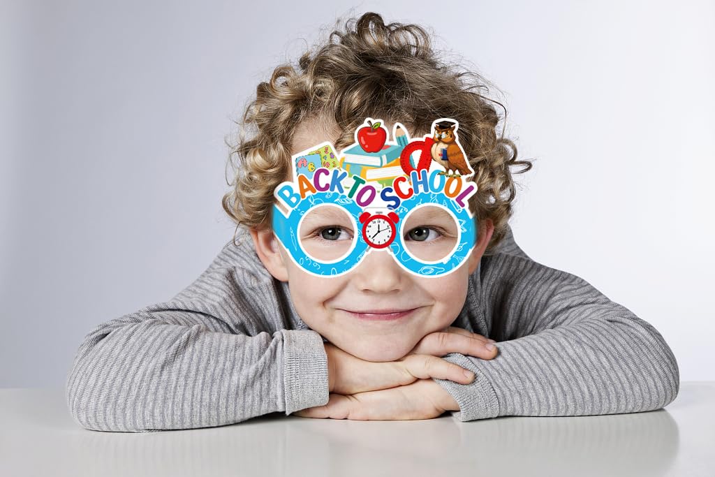 12 Pcs Back To School Photo Props For Kids First Day Of School, Colorful Gnomes Paper Eyeglasses Frame Back To School Party Favo