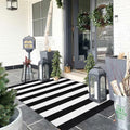 Black and White Outdoor Rug 3x 5,Collive Hand-Woven Washable Striped Christmas Outdoor Rug,Farmhouse Front Porch Rug Decor,Wel