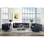 Acme Ansario Button Tufted Velvet Loveseat with Nailhead Trim in Charcoal