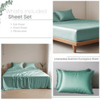 Linenwalas Eucalyptus Tencel Lyocell Sheets Set King Size - Cooling Breathable Silk Soft, 1 Fitted 1 Flat And 2 Pillowcases (Kin