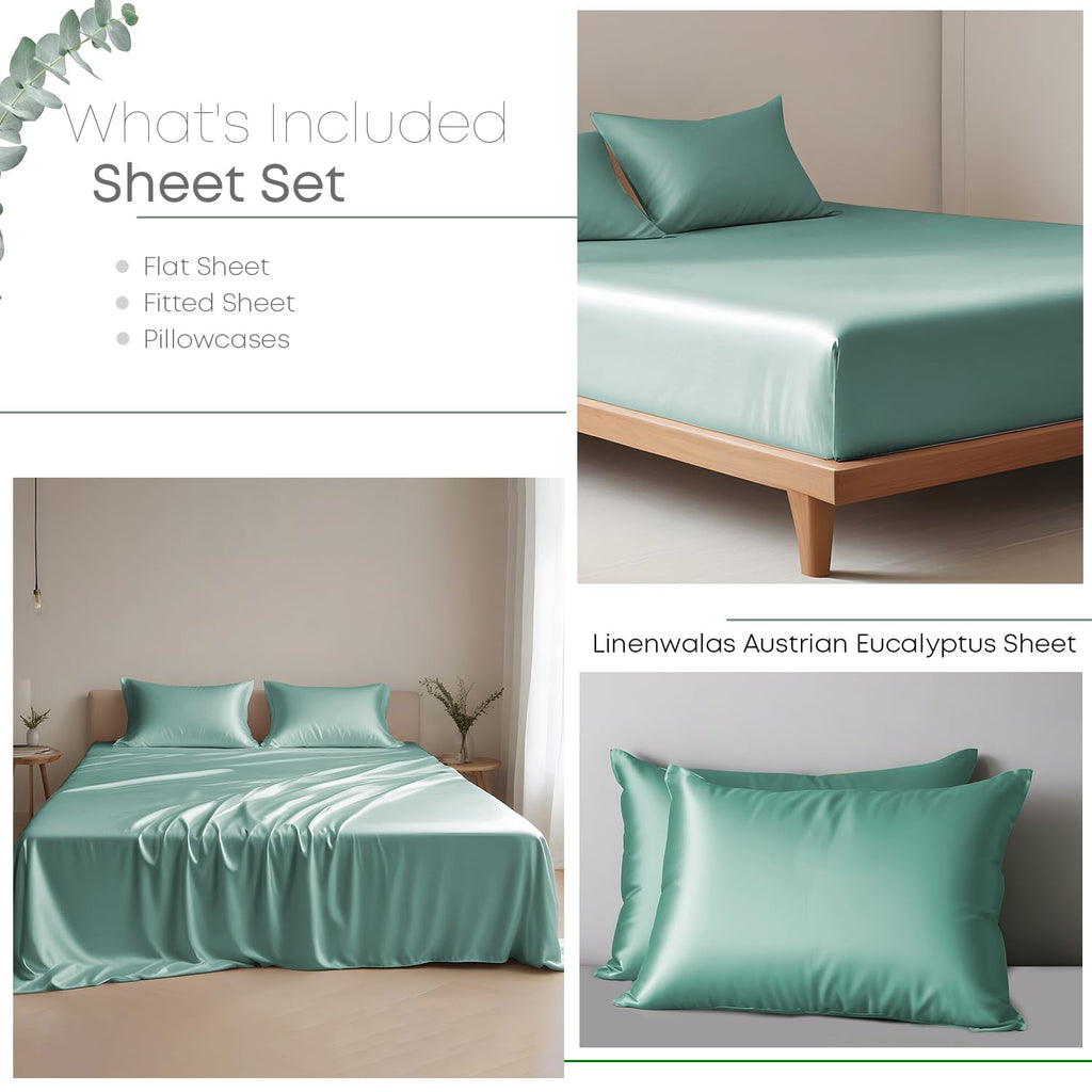 Linenwalas King Size Sheets Set Silk Soft - Austrian Eucalyptus Tencel Lyocell Bed Sheets-Organic, Cooling,Breathable, Deep Pock