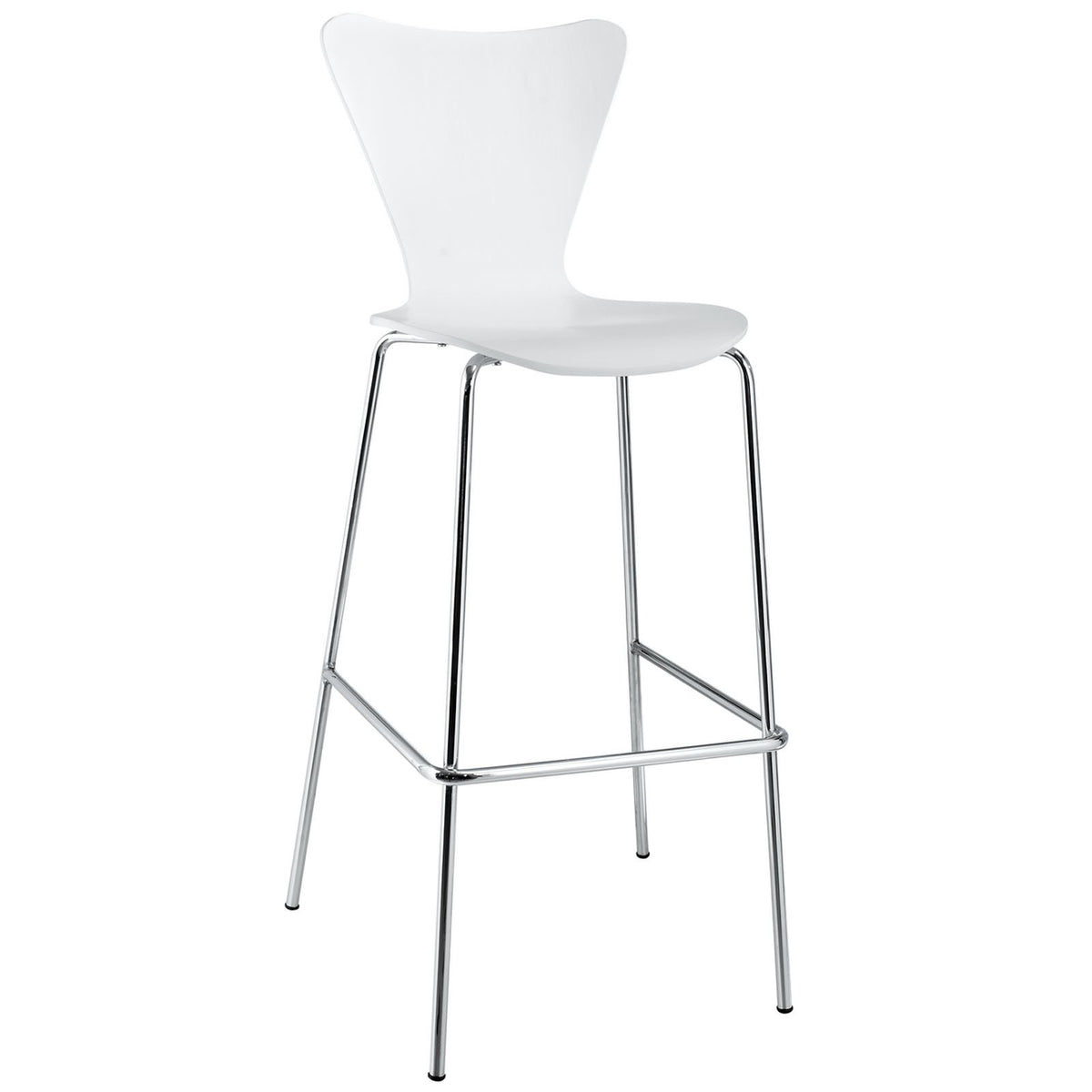 Modway Ernie Mid-Century Modern Wood Bar Stool In White