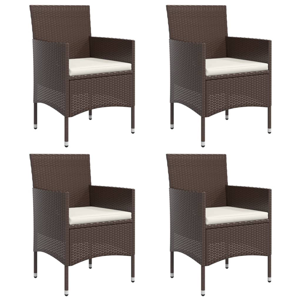 vidaXL 5 Piece Patio Dining Set with Cushions in Brown and Black - Weather-Resistant PE Rattan Material with Sturdy Steel Frames and Tempered Glass Tabletop