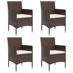 vidaXL 7-Piece Patio Dining Set in Brown and Black - Contemporary Outdoor Furniture with Cushioned Chairs & Glass Tabletop