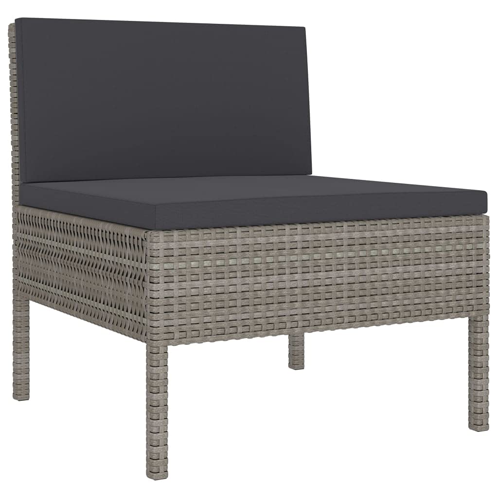 vidaXL Patio Sofa Set - Sectional Outdoor Furniture - 6 Piece Modular Poly Rattan Lounge Set - Gray/Anthracite Cushions - PE Rattan and Powder-Coated Steel - Weather Resistant - 22.4"x27.1"x26.3" ...