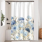 Ruelvth Blue Floral Shower Curtain, Watercolor Hydrangea Flower Shower Curtain for Bathroom Waterproof Fabric Shower Curtain Set