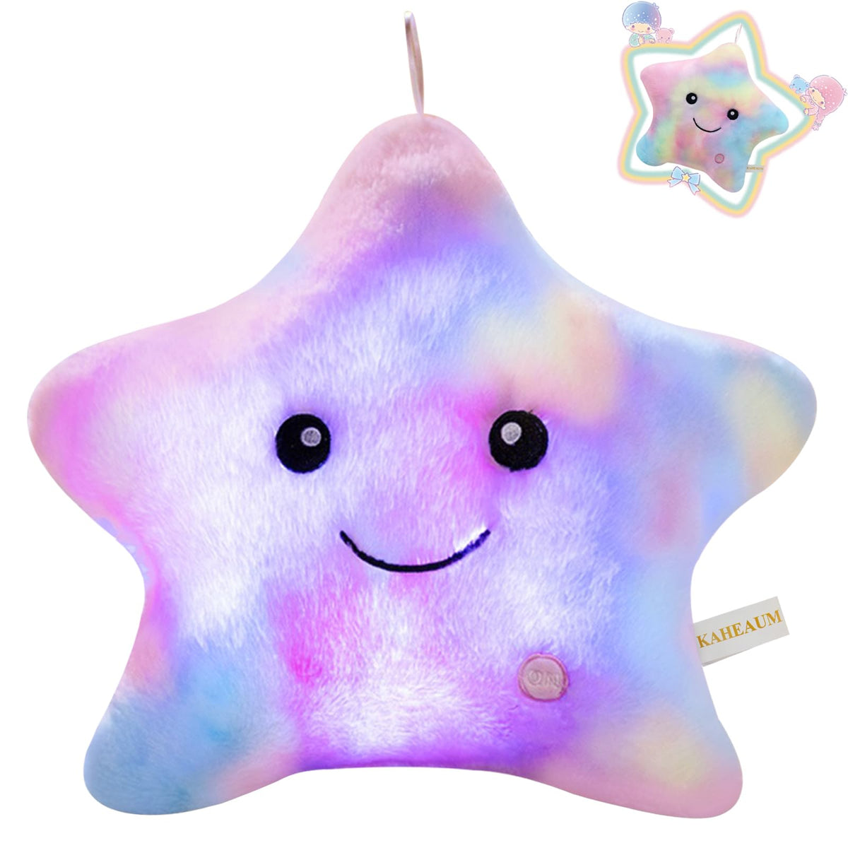 Kaheaum Twinkle Star Pillow Led Night Light Up Stuffed Animals For Girls Kids Pillow Plushies For Boys,Glow Cute Throw Pillows P
