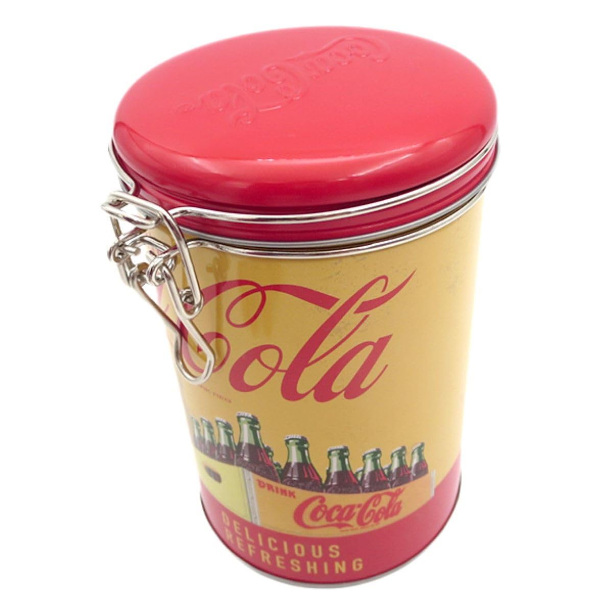 Distress Printed - Coca Cola Round Lock Top Lid With Clasp And Lock