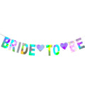 Holographic Bride To Be Banner, Iridescent Bridal Shower Sign Hanging Party Decorations for Bachelorette Weekend, Engagement, Br
