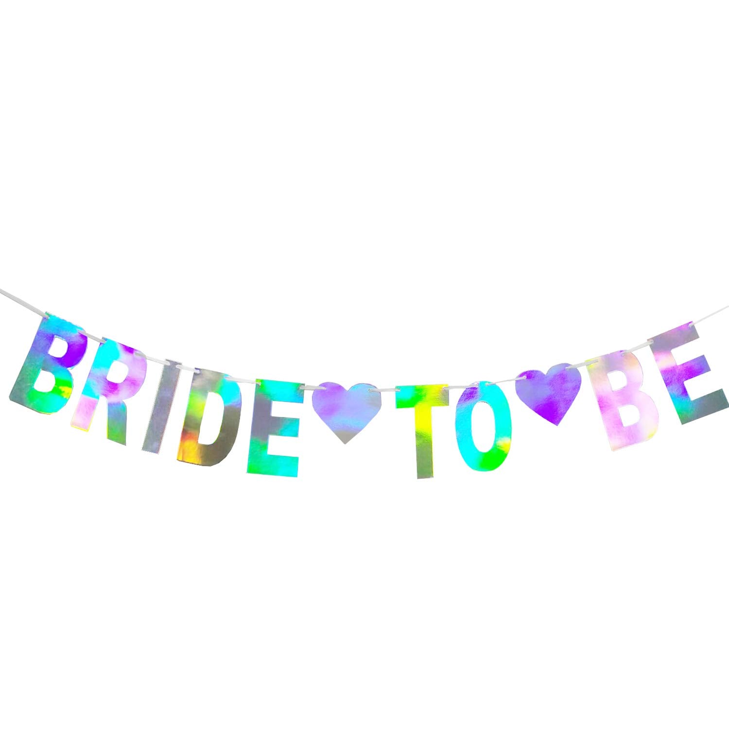 Holographic Bride To Be Banner, Iridescent Bridal Shower Sign Hanging Party Decorations for Bachelorette Weekend, Engagement, Br