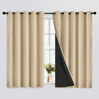 Simplehome 100% Blackout Curtains For Bedroom,Thermal Insulated Beige Grommet Window Drapes Room Darkening Curtains For Living R