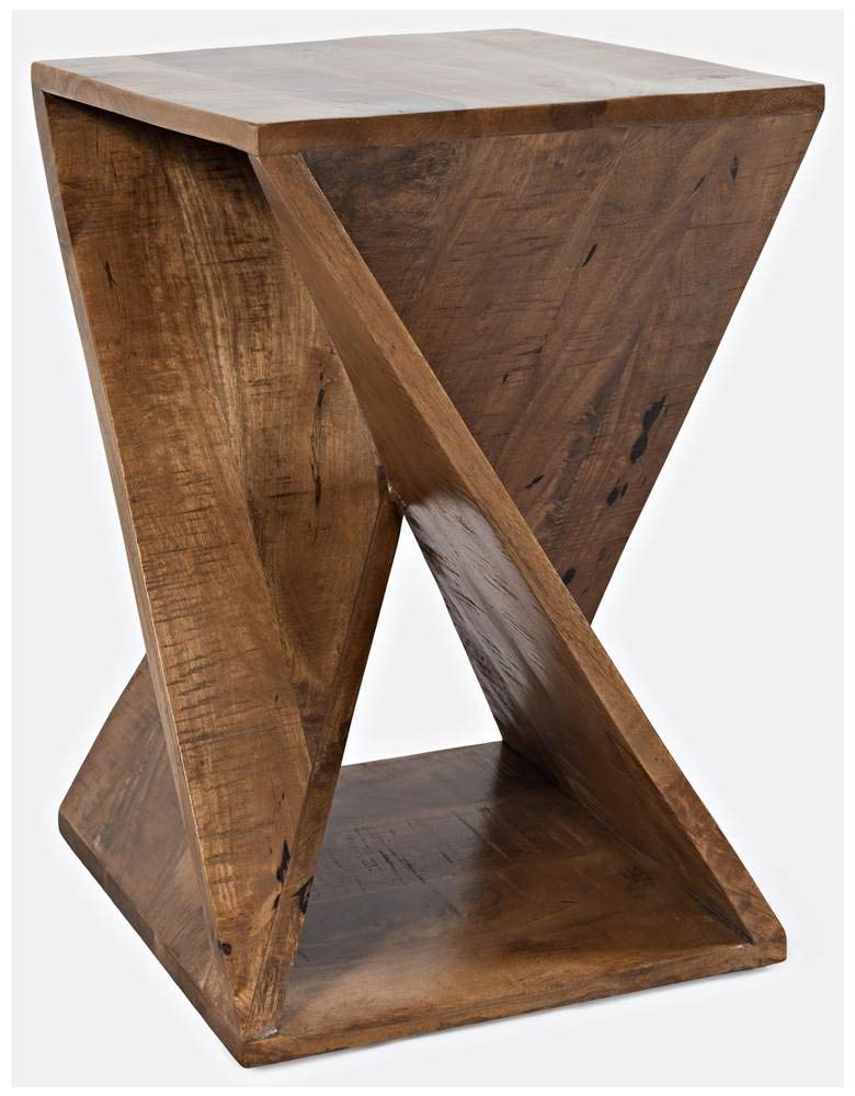 Jofran Solid Wood 16'' x 16'' x 24'' Height Mid-Century Modern Angled Jasper Accent Nightstand End Table, Espresso
