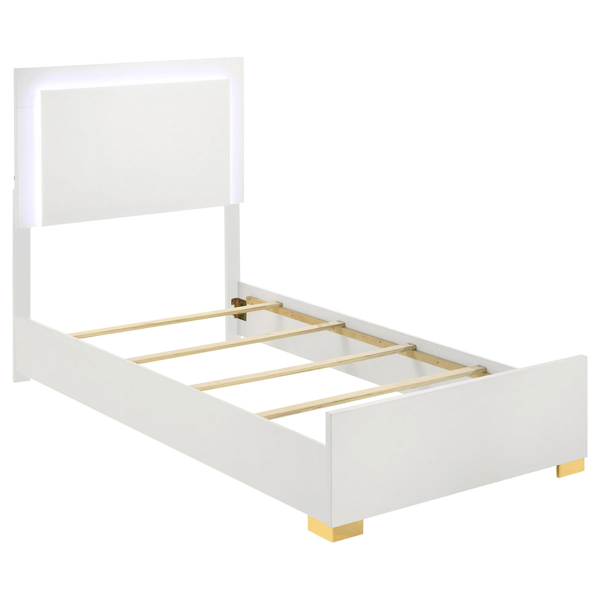 Coaster Home Furnishings Marceline Contemporary Wood Twin Size Led Panel Bed Frame 51-Inch Headboard White 222931T