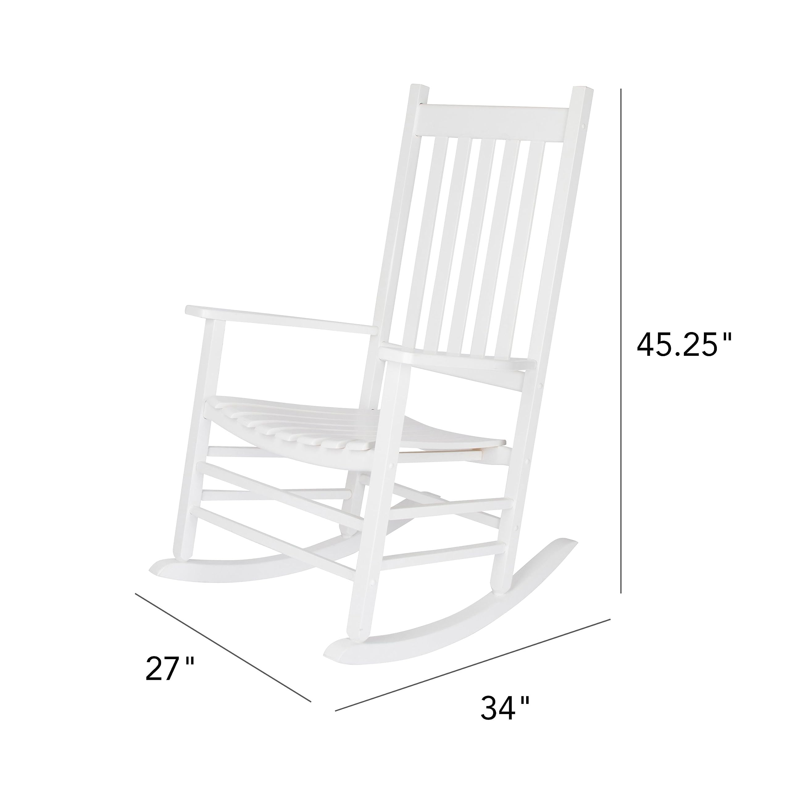 Shine Company Vermont Porch Rocker, High Back Wood Rocking Chair, White