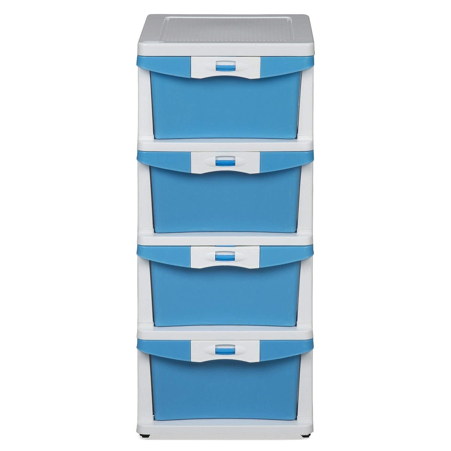 Nilkamal Chests Of 4 Drawers Chtr24Nt |MultiPurpose Storage Organizer For Kids, School,And Home |Easy Assembly|Blue And Cream C