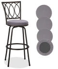 Deisy Dee 4Pcs Round Bar Stool Seat Covers Stretch Round Chair Covers For 13-16 Inch Stool Chair (Grey)