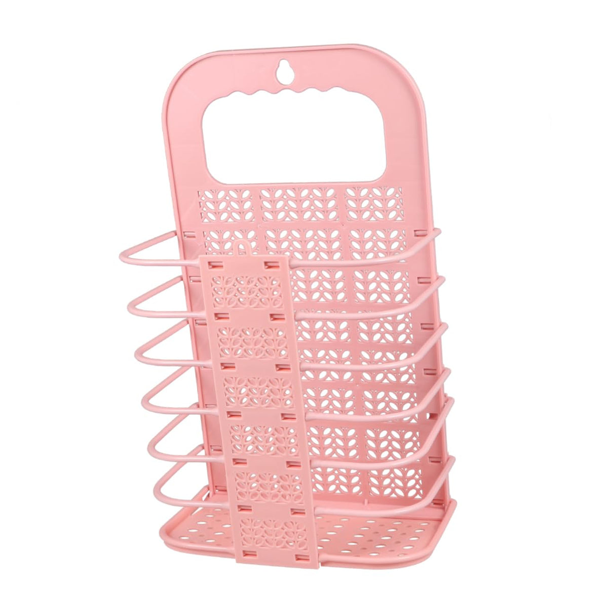 SHOWERORO Hanging Fruit and Vegetable Storage Basket Wallmounted Foldable Laundry Basket Multifunctional Organizer in Pink s Si