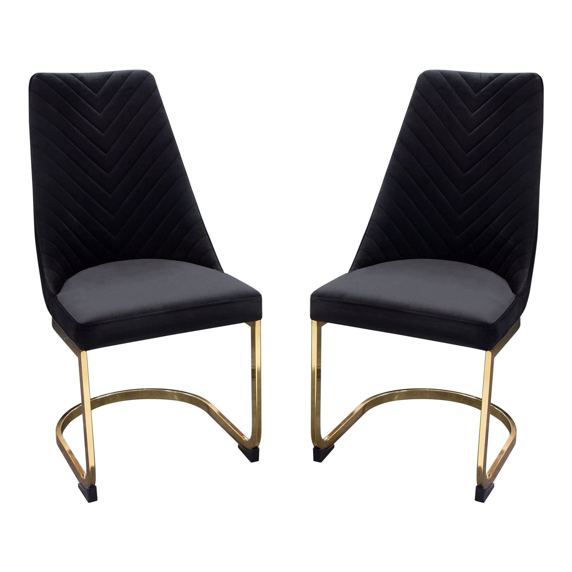 Diamond Sofa Vogue 2 Black Velvet/Gold Metal Side Chairs