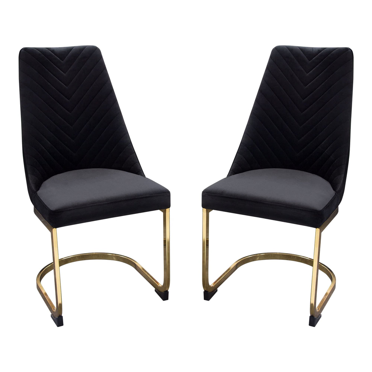 Diamond Sofa Vogue 2 Black Velvet/Gold Metal Side Chairs
