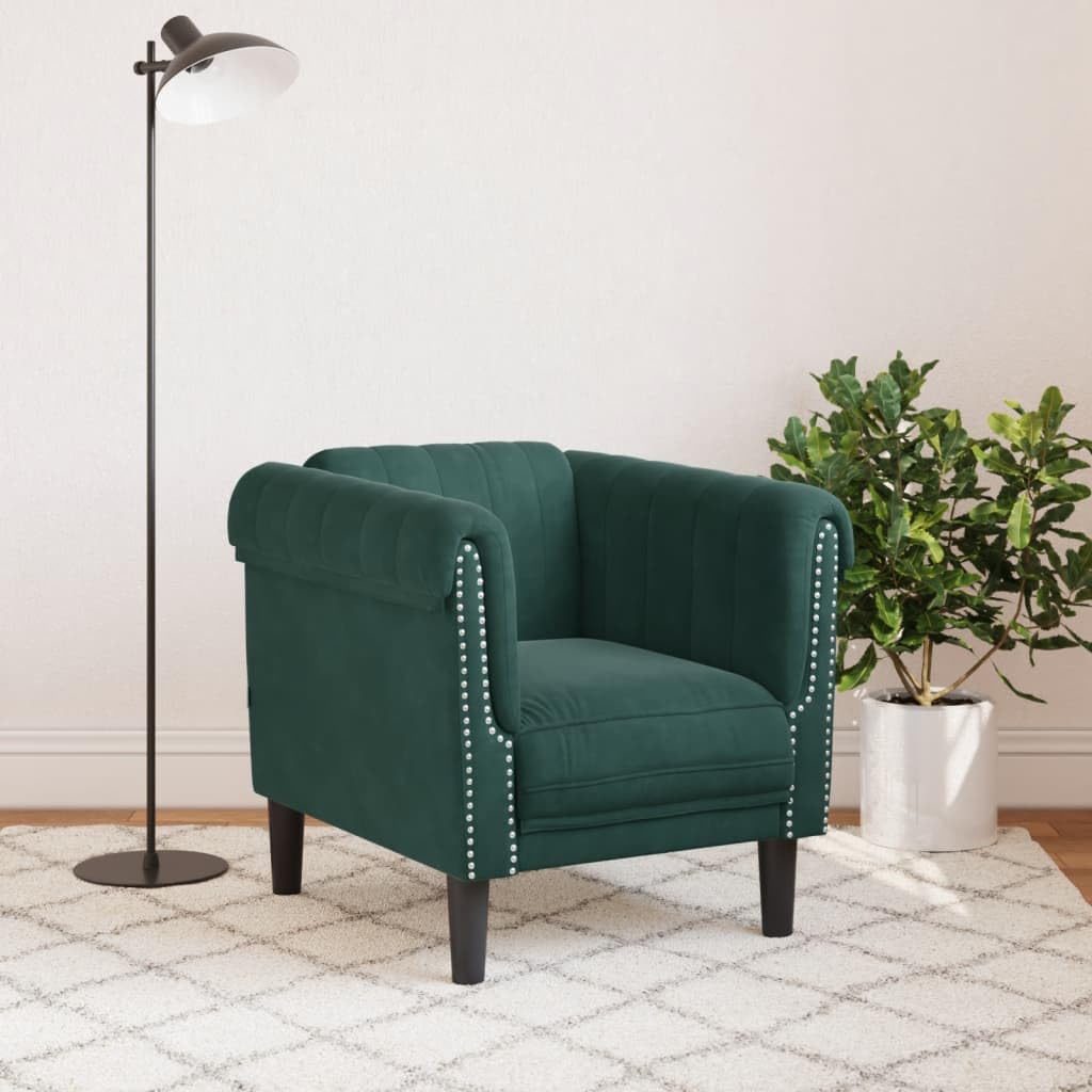 vidaXL Dark Green Velvet Armchair