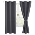 Hiasan Blackout Curtains For Bedroom, Thermal Insulated, Light Blocking, Noise Reducing Window Curtain Panels, Tiebacks Included, Set Of 2, Grommet Top (Dark Grey, Width 38 Inch X Length 72 Inch)