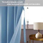 Jiuzhen Light Blue Blackout Curtains With Tiebacks Thermal Insulated, Light Blocking And Noise Reducing Grommet Curtains For And Living Room, Set Of 2 Window Curtain Panels, 42 X 72 Inch Length