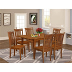 East West Furniture MLPO7-SBR-W Milan 7 Piece Set Consist of a Rectangle Dining Room Table with Butterfly Leaf and 6 Wooden Seat Chairs, 36x54 Inch, Saddle Brown