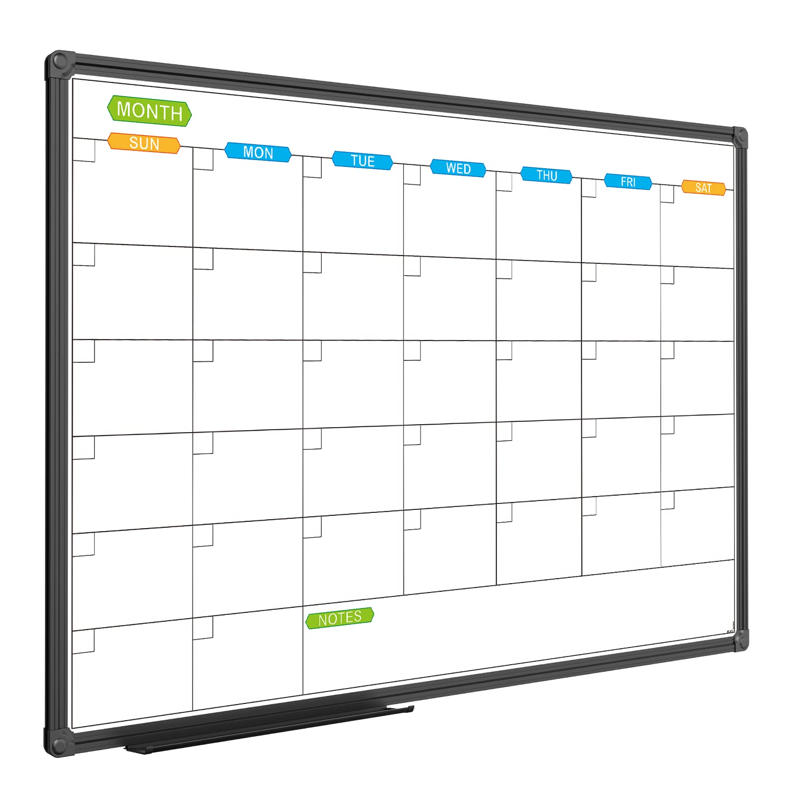 Jiloffice Dry Erase Calendar Whiteboard - Magnetic White Board Calendar Monthly 36 X 24 Inch, Black Aluminum Frame Wall Mounted