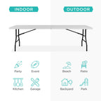 Best Choice Products 8Ft Plastic Folding Table, Indoor Outdoor Heavy Duty Portable W/Handle, Lock For Picnic, Party, Pong, Camping - Light Gray