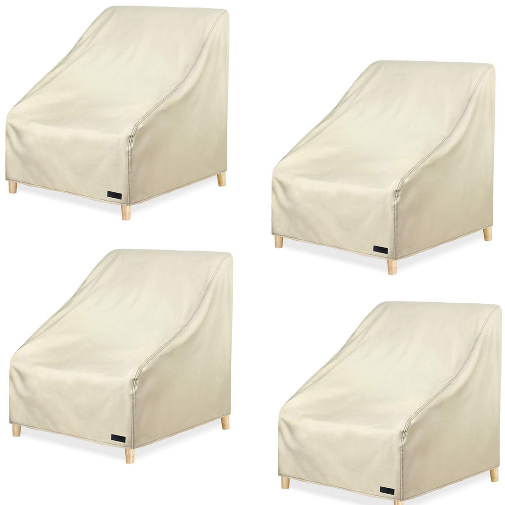 Nettypro Patio Chair Covers For Outdoor Furniture 4 Pack, Waterproof Heavy Duty Lawn Patio Furniture Cover Deep Seat Dining Chair Covers, 30W X 33D X 34H Inches, Beige
