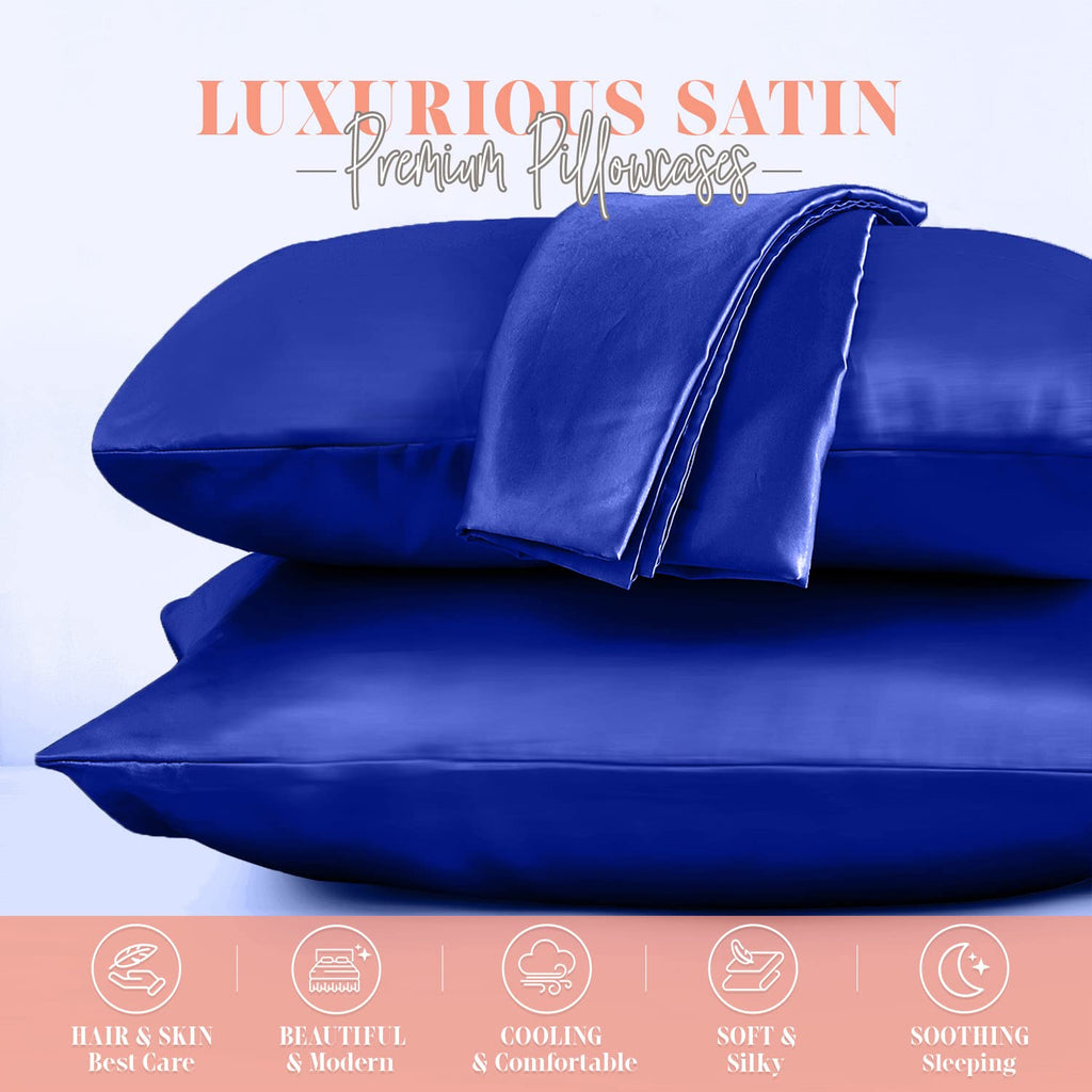 Elegant Comfort Silky And Luxurious 2-Piece Satin Pillowcase Set For Healthier Skin And Hair, Hidden