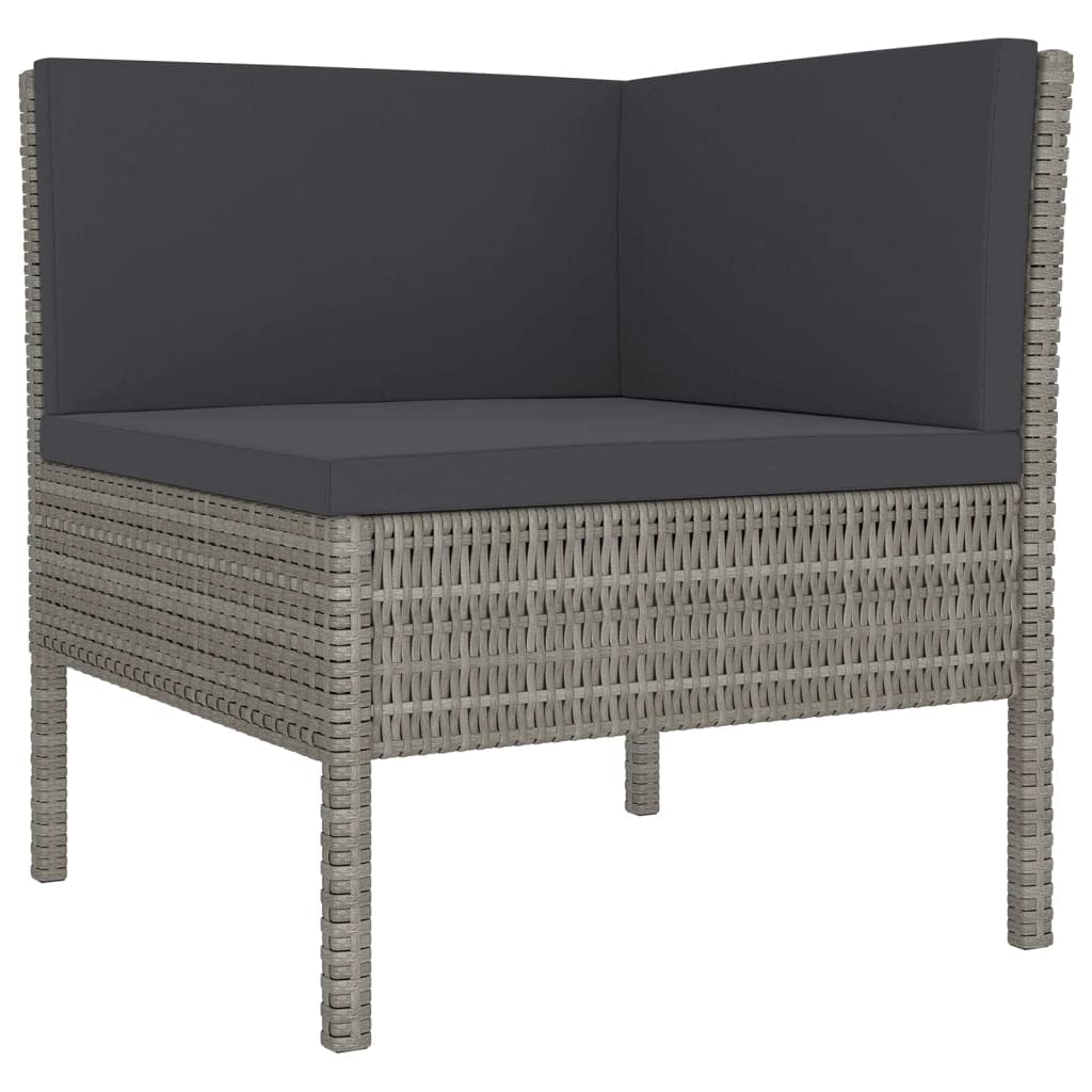 vidaXL Patio Lounge Set 12 Piece, Patio Furniture Set for Outside, Sectional Sofa with Cushions, Sofa, Farmhouse Modern, Poly Rattan Gray
