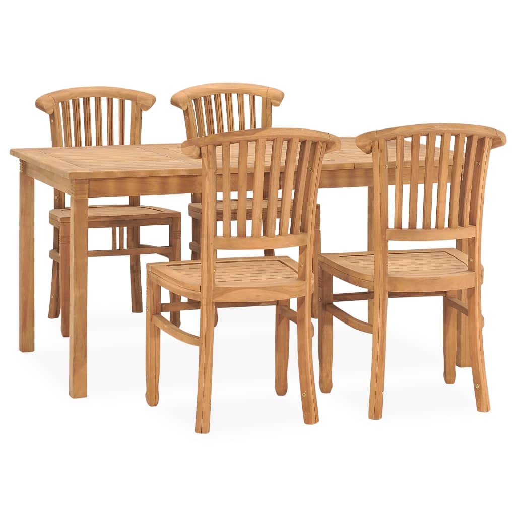 vidaXL Patio Dining Set - Classic 5 Piece Outdoor Dining Table and Chair Set, Resistant Solid Teak Hardwood Construction, Natural Brown Finish, Fine Sanded, Weather-Resistant, Easy Assembly, Recta...
