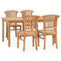 vidaXL Patio Dining Set - Classic 5 Piece Outdoor Dining Table and Chair Set, Resistant Solid Teak Hardwood Construction, Natural Brown Finish, Fine Sanded, Weather-Resistant, Easy Assembly, Recta...