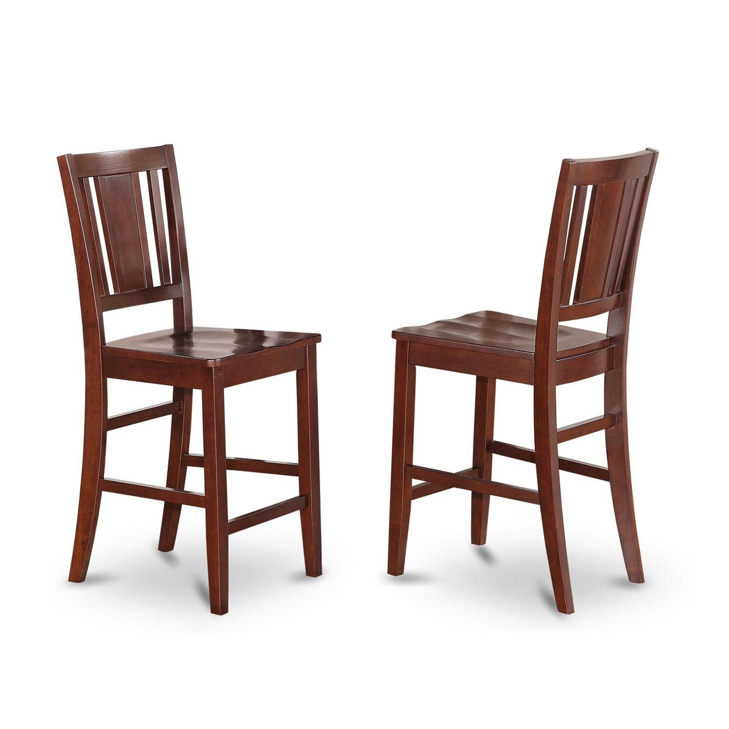 East West Furniture JABU3-MAH-W 3 Piece Counter Height Dining Table Set Contains a Round Kitchen Table with Pedestal and 2 Dining Chairs, 36x36 Inch, Mahogany
