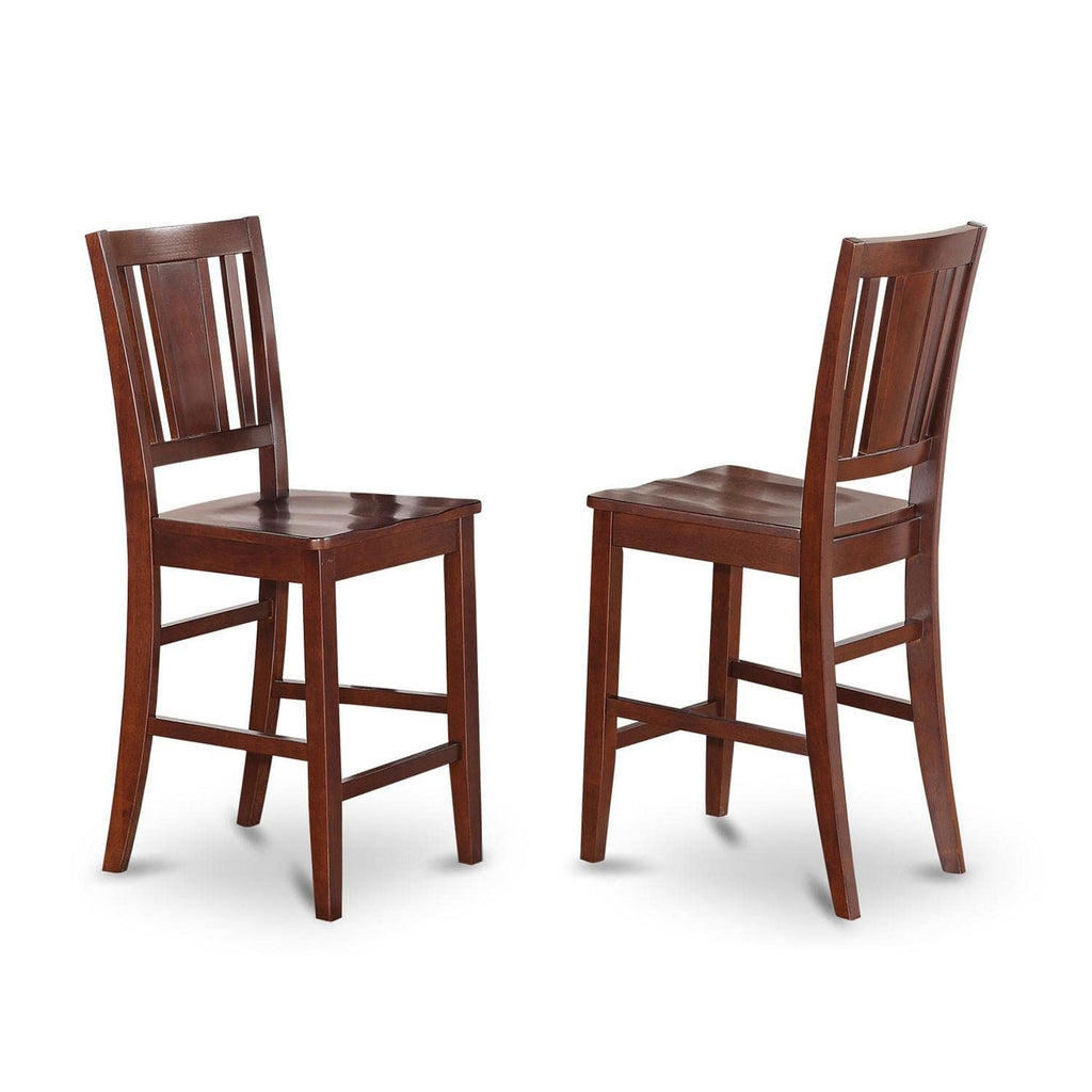East West Furniture YABU3-MAH-W 3 Piece Kitchen Counter Height Dining Table Set Contains a Rectangle Dining Room Table and 2 Wooden Seat Chairs, 30x48 Inch, Mahogany