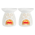 HwaGui - Ceramic Tea Light Holder & Wax Warmer Set of 2, Aromatherapy Essential Oil Burner, Great Decoration for Living Room, Ba