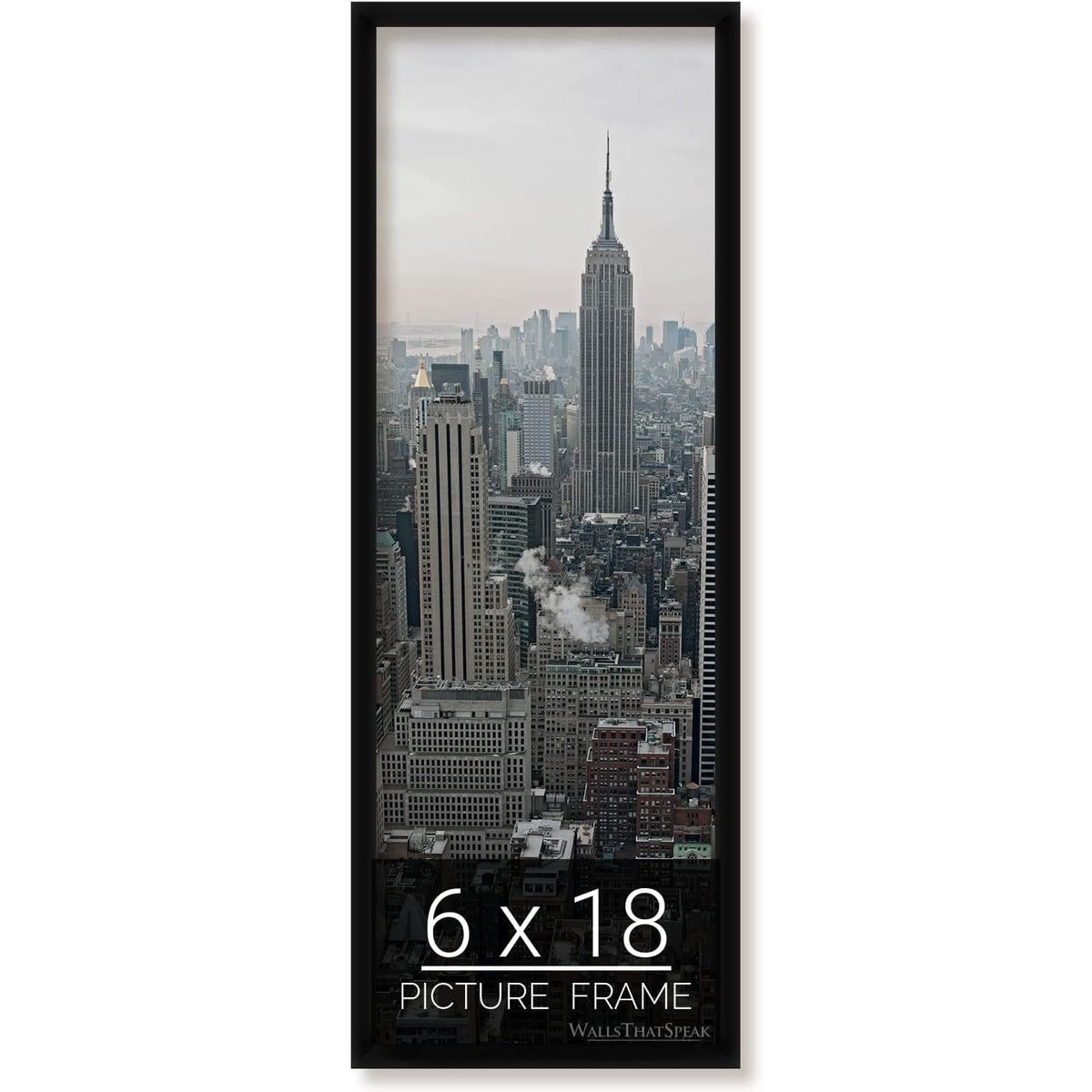 wallsthatspeak 6x18 Black Picture Frame for Puzzles Posters Photos or Artwork