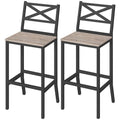 Mahancris Bar Stools, Set Of 2 Bar Chairs With Backrest And Footrest, 26' Tall Counter Bar Stools, Kitchen Breakfast Bar Chairs