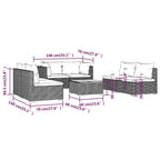 vidaXL 7 Piece Black PE Rattan Garden Lounge Set with Cushions and Tempered Glass Coffee Table for Patio Outdoor and Indoor Seating