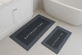 Fruhrer 2 Pcs Bathroom Time Print Door Quick Dry Water Absorbent Mat for Home Office Rubber Doormat Waterproof, Washable Floor M