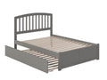 AFI Richmond Full Size Platform Bed with Footboard & Twin Trundle in Grey