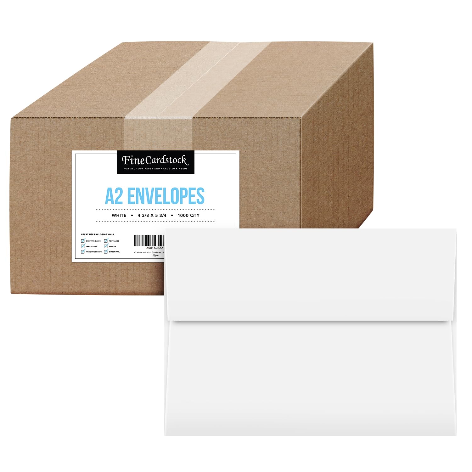 A2 White Invitation Envelopes (4 3/8' X 5 3/4') Fits 4.25 X 5.5 Inch Invitation Photo Wedding Announcement - Bulk Pack Of 1000